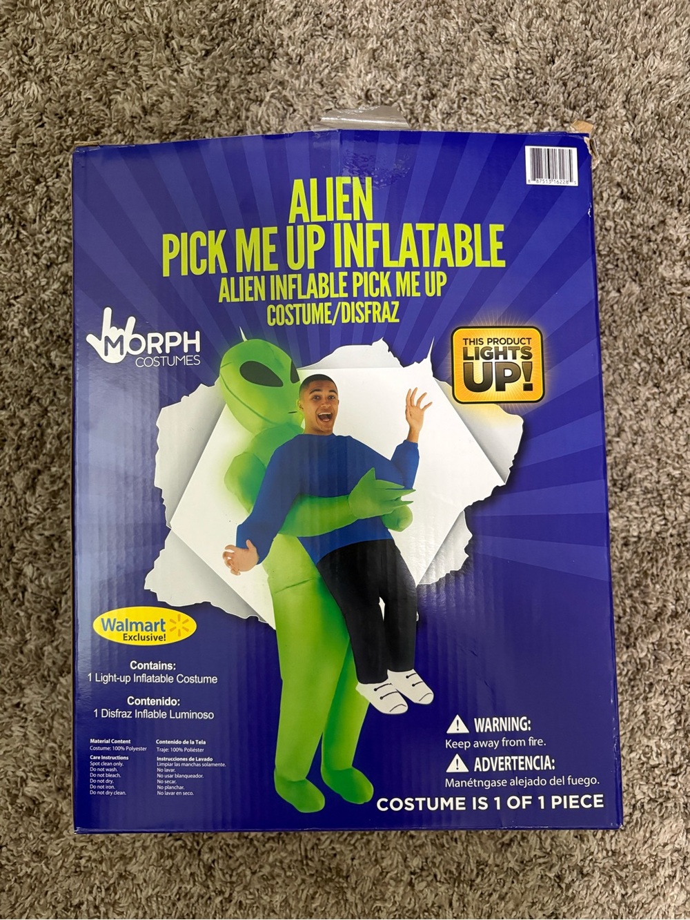 Adult size (OS) Alien Pick Me Up Inflatable Costume - Green
